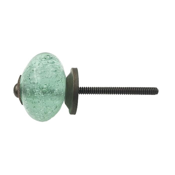 Mint Green Bubble Glass Knobs - Set of 12