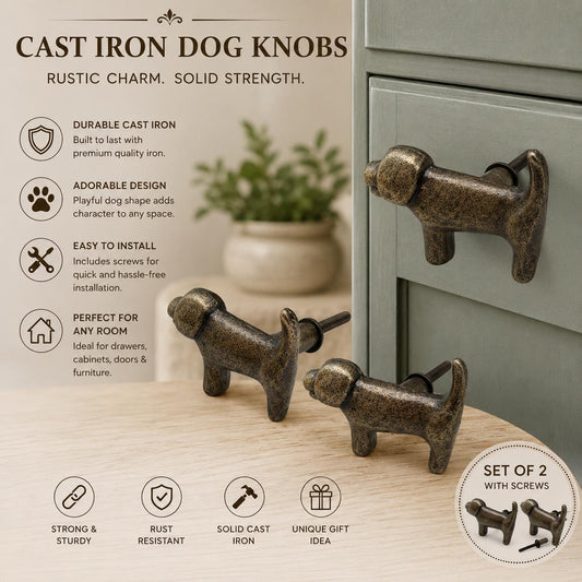 Cast Iron Dog Drawer Knobs – Rustic Farmhouse Furniture Pulls