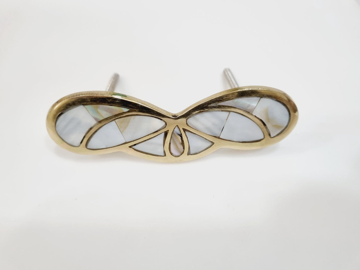Handmade Gold & Mother of Pearl Cabinet Handle: Luxurious Drawer Pull