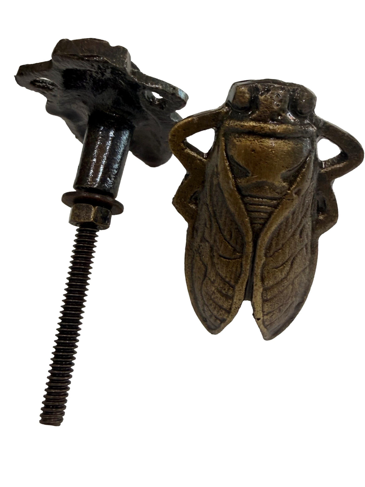 Cast Iron Cicada Cabinet Knob | Rustic Farmhouse Insect Drawer Pull | Nature Inspired Hardware