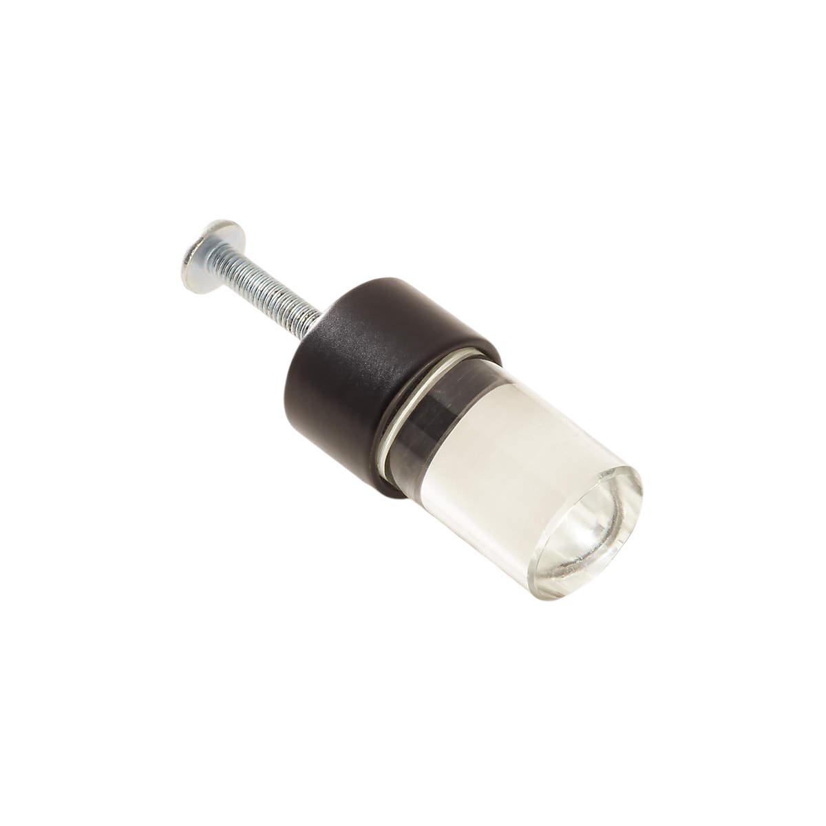 32mm Crystal Glass Door Bolt | Chrome & Black Wall Mounted Door Stop