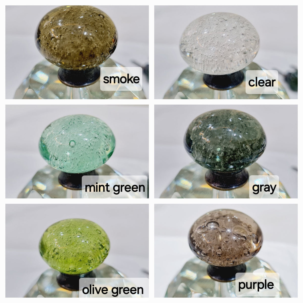 Glass Bubble Knobs with Silver Fittings (1.5 inch)