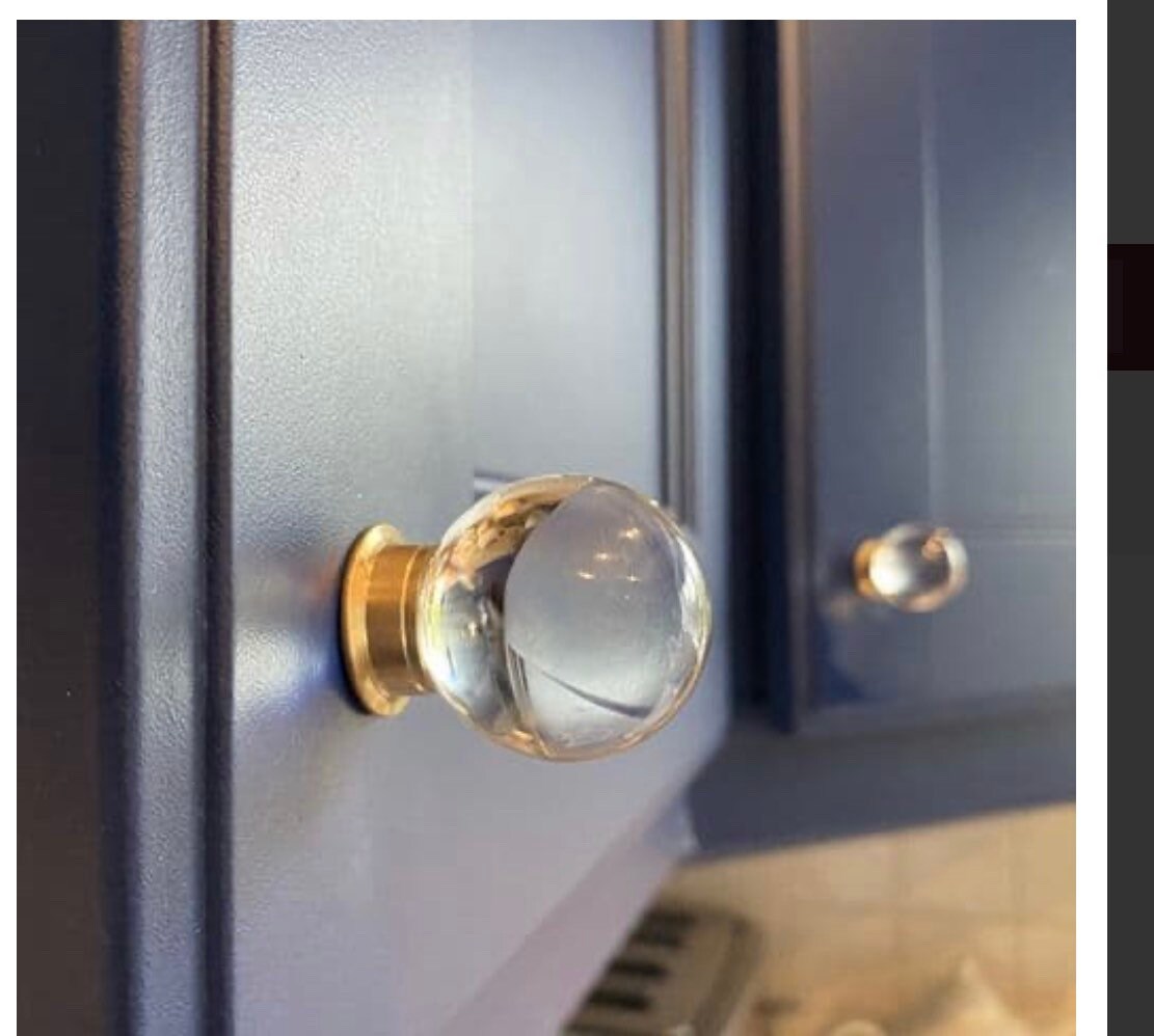 30mm Clear Glass Cabinet Knob | Solid Brass Fittings, Crystal Drawer Pull