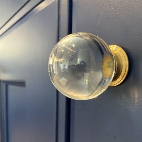 30mm Clear Glass Cabinet Knob | Solid Brass Fittings, Crystal Drawer Pull