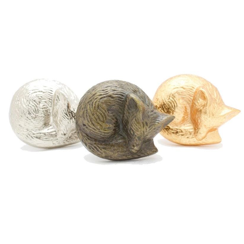 Sleeping fox cast iron knobs