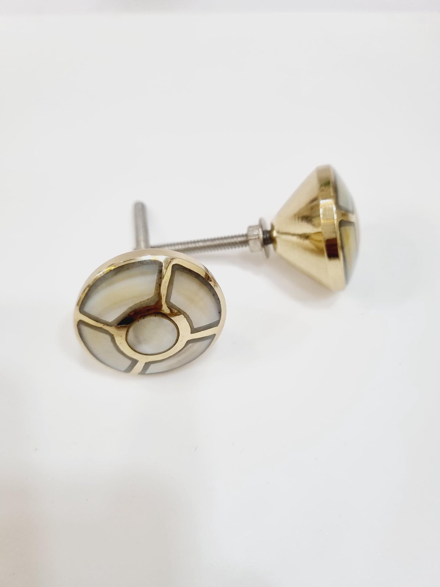 Mother pearl brass knobs