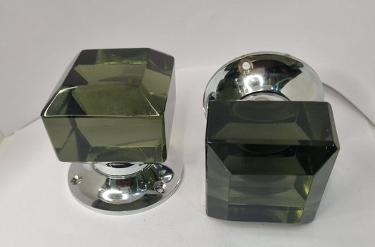 Square Cut Glass Door Knob 60mm | Decorative Crystal Knobs | Various Colors & Finishes