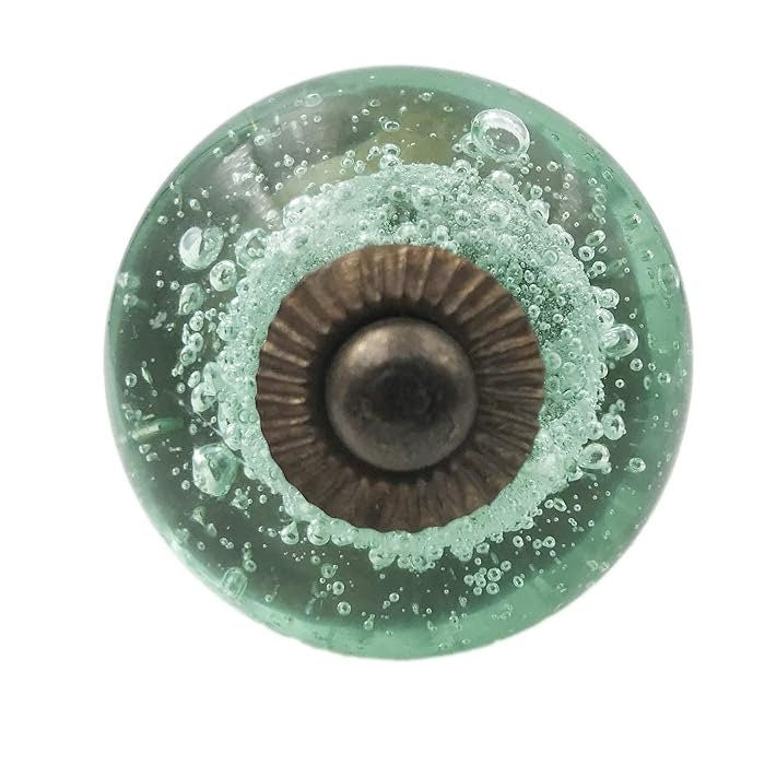 Mint Green Bubble Glass Knobs - Set of 12