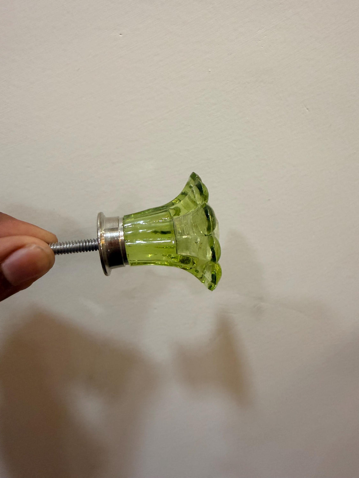 Green Glass Flower Drawer Knob, Handmade Floral Cabinet Hardware, Choose Center Color