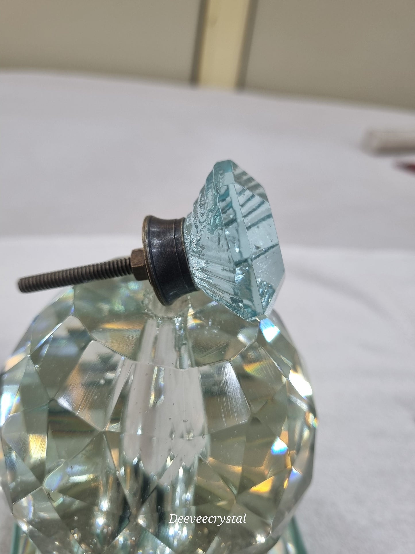 Victorian Style Octagonal Glass Knob - Antique Bronze