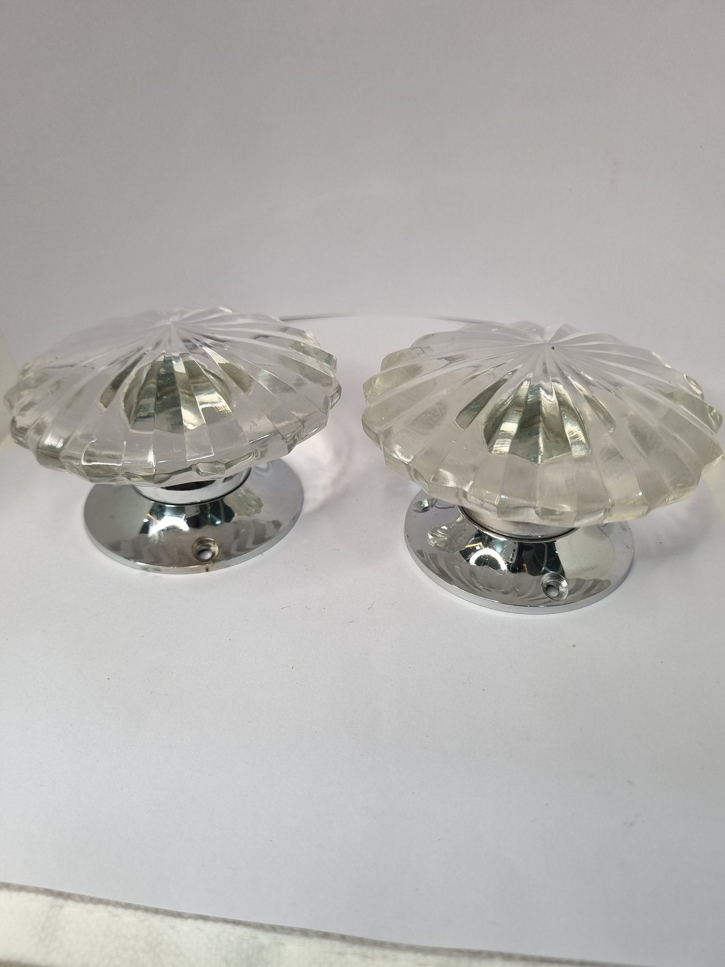 Glass crystal cut faceted mortise door knob