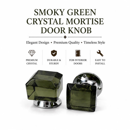 Square Cut Glass Door Knob 60mm | Decorative Crystal Knobs | Various Colors & Finishes