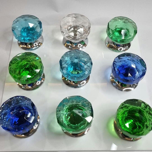 3-Inch Vintage Faceted Glass Mortice Door Knob | Multiple Colors & Finishes | Elegant Crystal Cut Handle