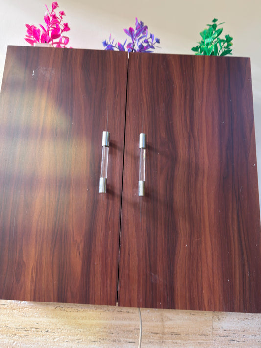 Blush Glass Cabinet Handle with Brass Fittings – Handmade Drawer Pull, Modern Wardrobe Hardware