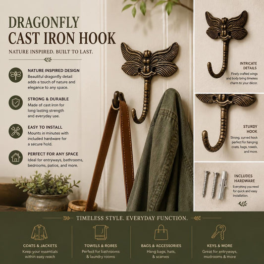 Cast Iron Butterfly Wall Hook | Antique Bronze Farmhouse Hanger