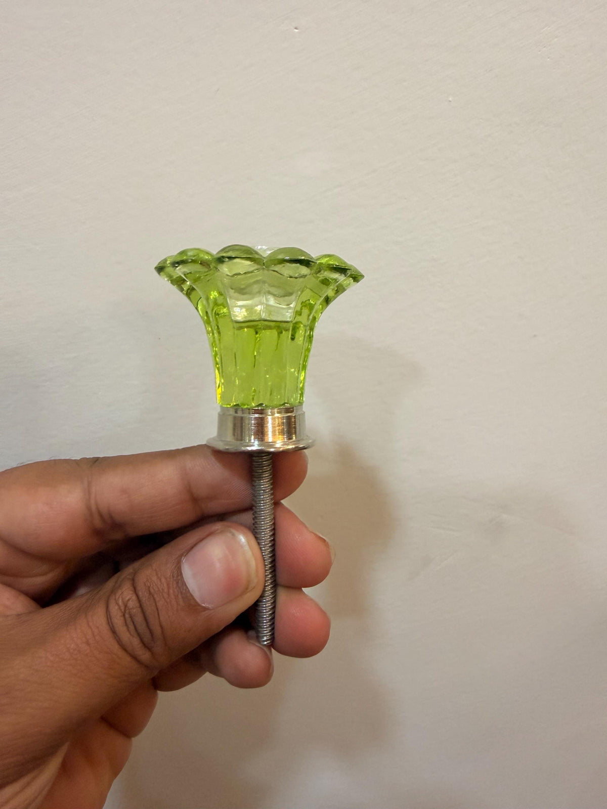 Green Glass Flower Drawer Knob, Handmade Floral Cabinet Hardware, Choose Center Color