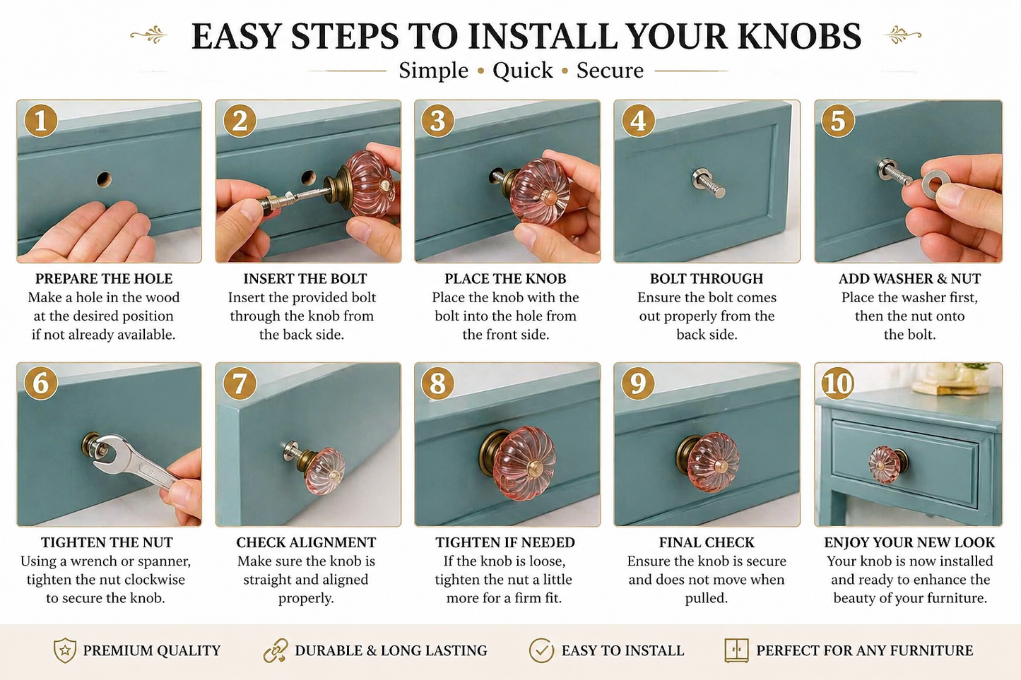 Glass Bubble Cabinet Knobs 1.5 Inch (36mm) with Antique Hardware – 12 Color Options | Handmade Drawer Knobs