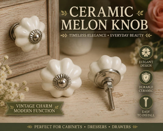 ceramic white melon knob