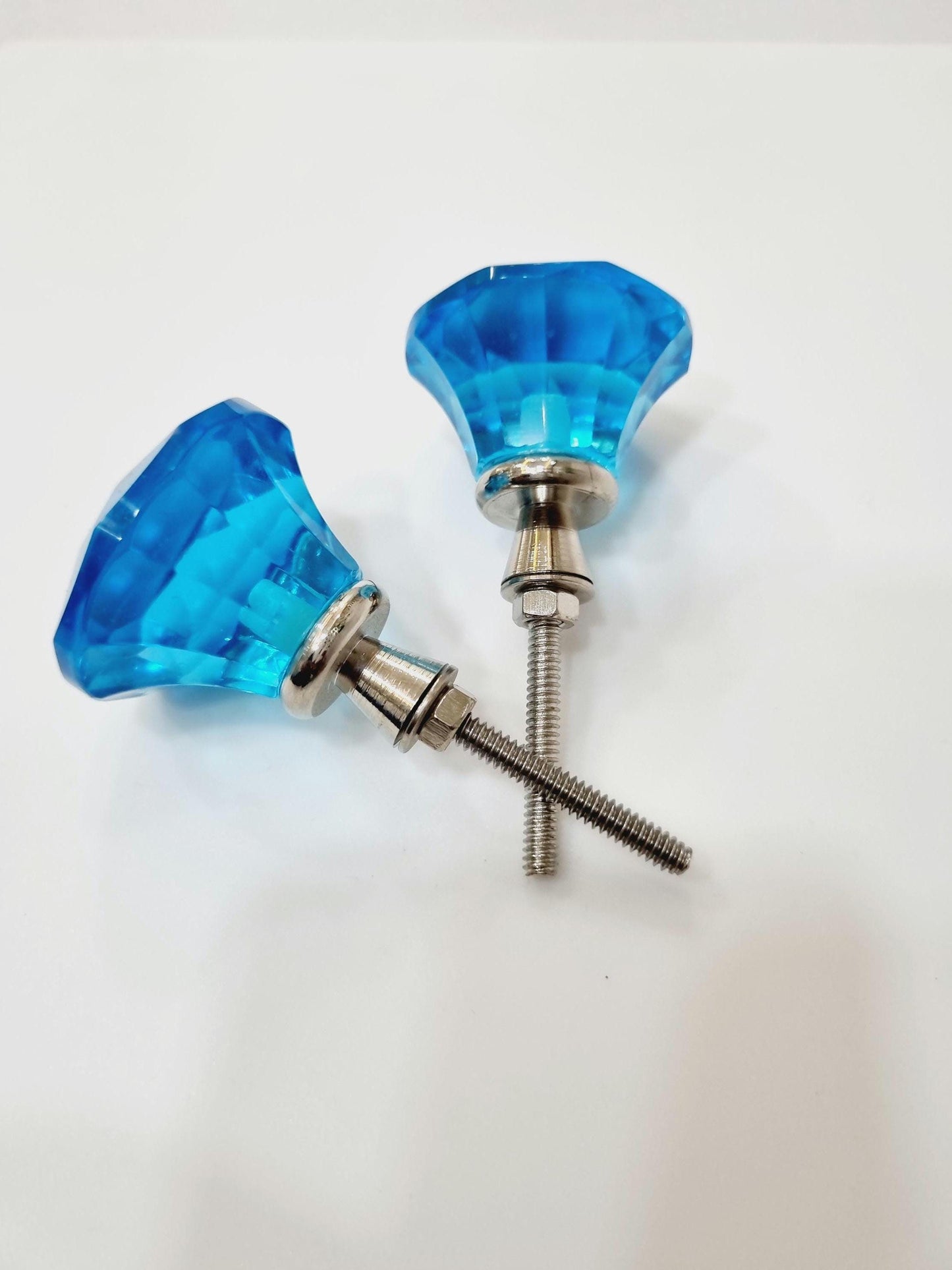 Diamond cut glass knobs with fittings