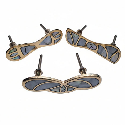 Handmade Gold & Mother of Pearl Cabinet Handle: Luxurious Drawer Pull