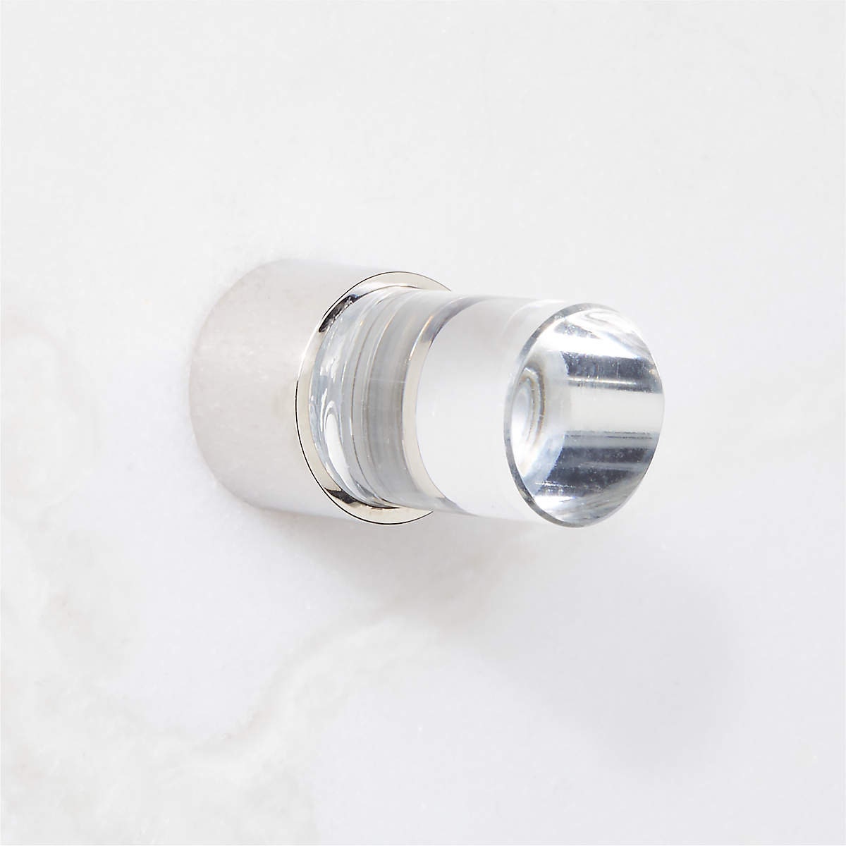 Set of 6 Small Cylinder Clear glass knob silver finish