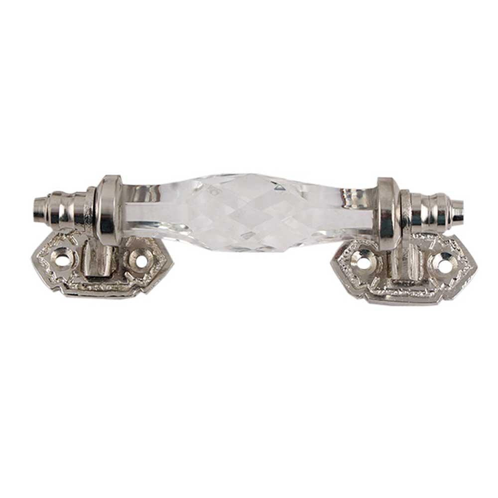 4 Inch Glass Crystal Drawer Pull, Brass Cabinet Handle, Antique Gold Furniture Hardware