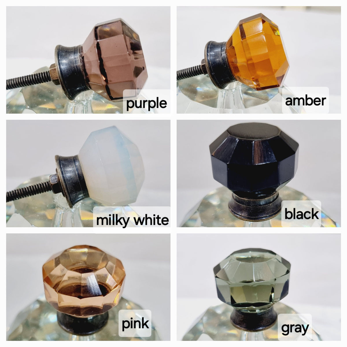 Glass Knob with Antique Fittings - 1.5 inch