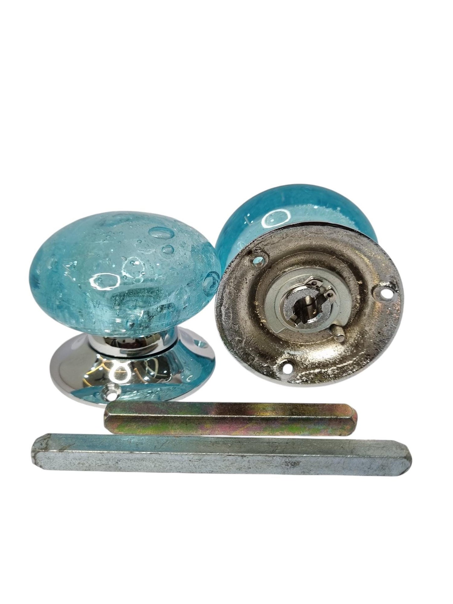 Glass bubbles mortise door knobs
