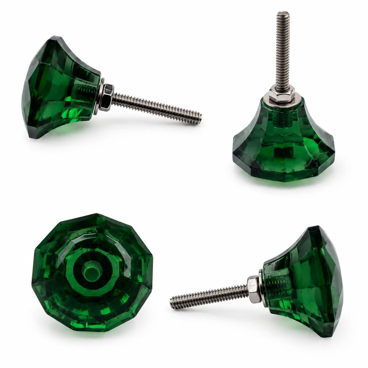 Handmade Faceted Glass Knob – 1.5” | Rust-Free Hardware | Multiple Colors | Cabinet, Drawer, Dresser Pulls"