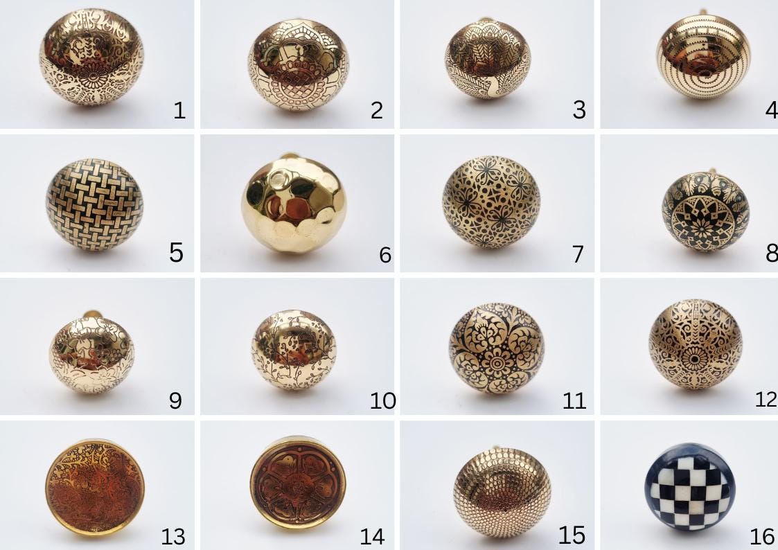 Handcrafted Solid Brass Cabinet Knobs | Vintage Floral Geometric Drawer Pulls