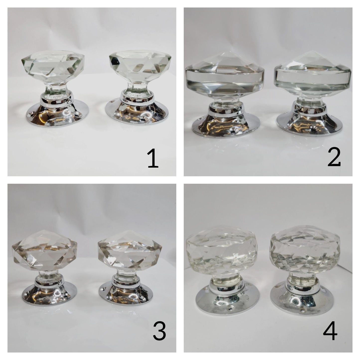 Glass Crystal Cut Faceted Mortise Door Knob – Elegant Vintage Style