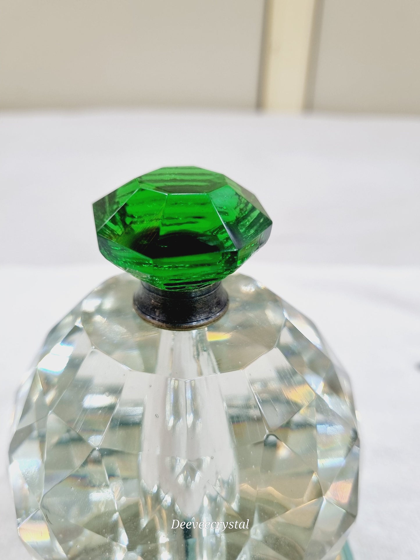Victorian Style Octagonal Glass Knob - Antique Bronze