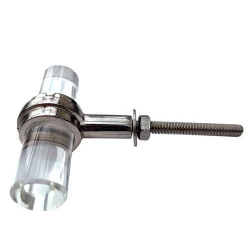 Set of 6 T-Bar clear rod glass knob