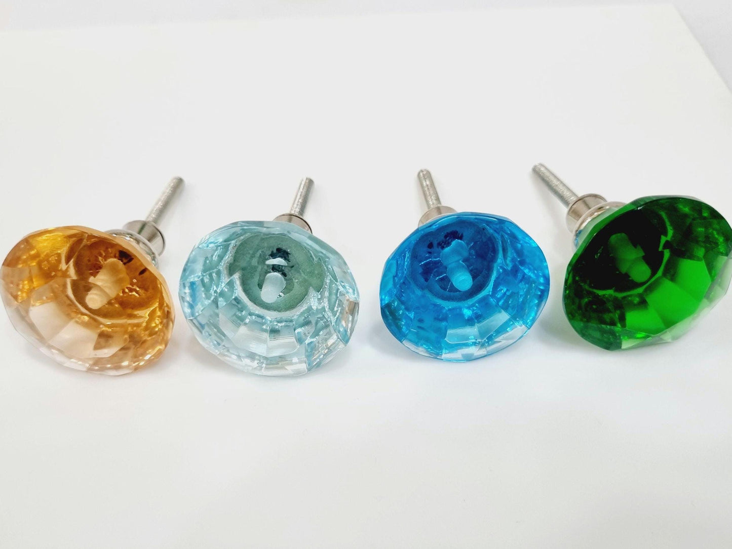 Diamond cut glass knobs with fittings