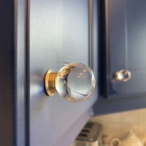 30mm Clear Glass Cabinet Knob | Solid Brass Fittings, Crystal Drawer Pull