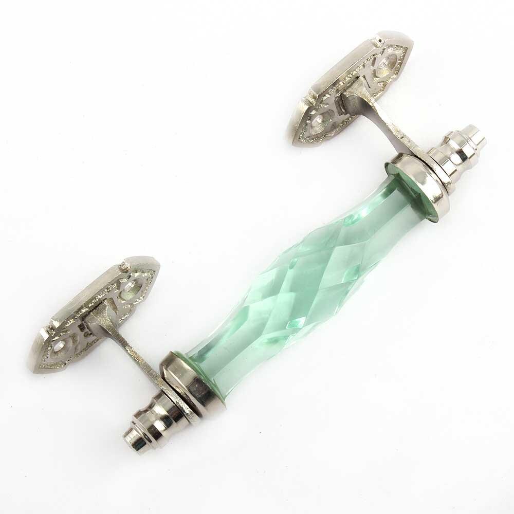 4 Inch Glass Crystal Drawer Pull, Brass Cabinet Handle, Antique Gold Furniture Hardware