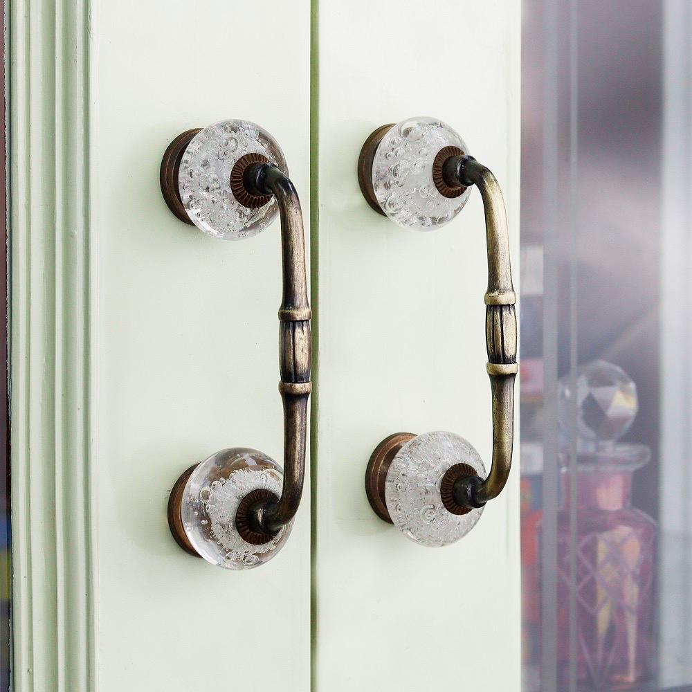 IRON Handle wiith glass bubbles knobs