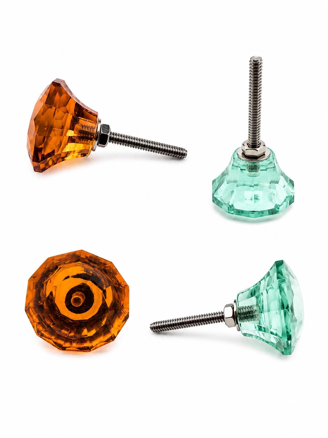 Handmade Faceted Glass Knob – 1.5” | Rust-Free Hardware | Multiple Colors | Cabinet, Drawer, Dresser Pulls"
