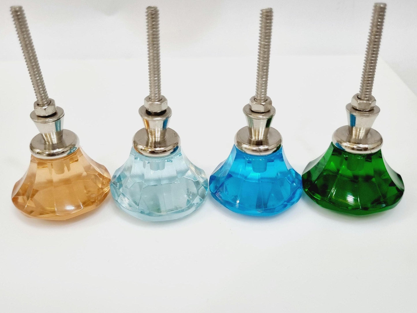 Diamond cut glass knobs with fittings