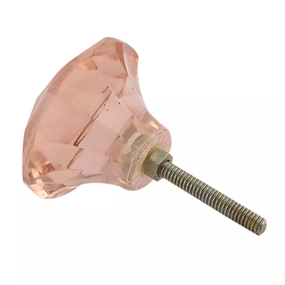 Pink Diamond Cut Glass Knobs - 1.5 inch