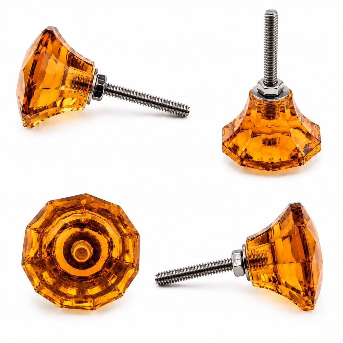 Handmade Faceted Glass Knob – 1.5” | Rust-Free Hardware | Multiple Colors | Cabinet, Drawer, Dresser Pulls"