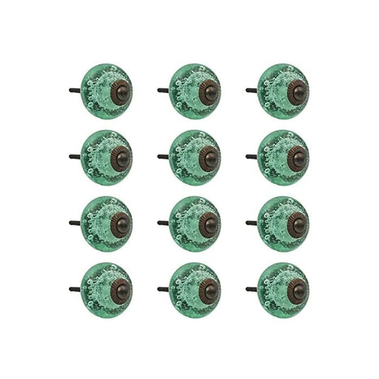 Mint Green Bubble Glass Knobs - Set of 12