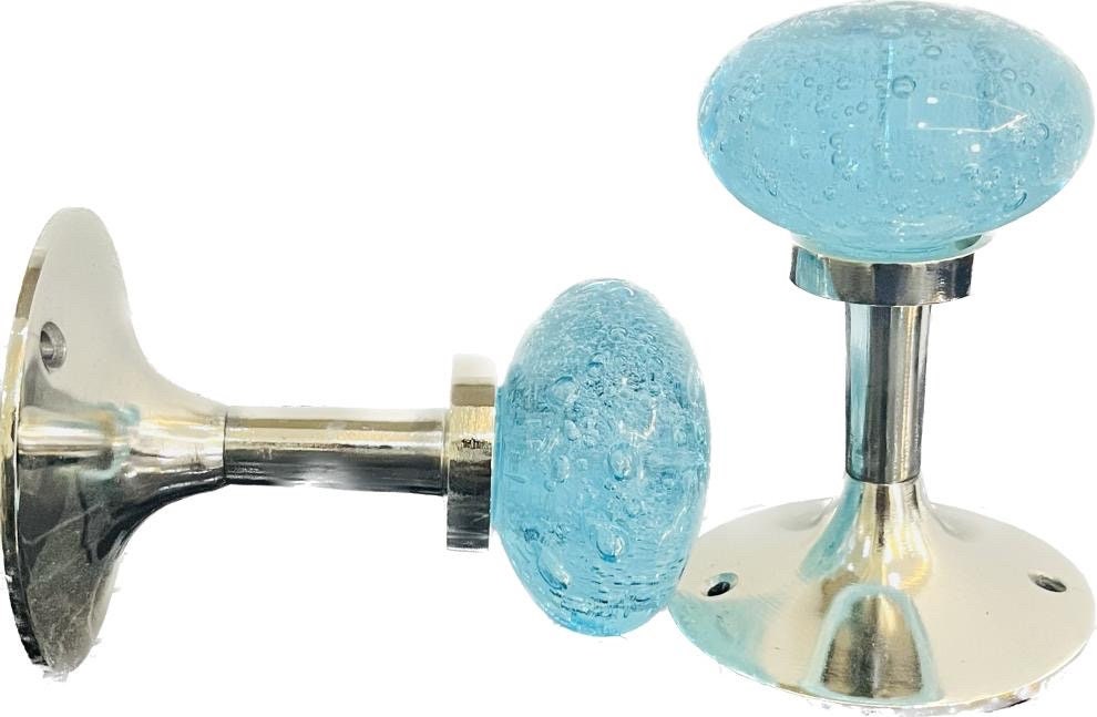 Pair of Aqua Glass 60 mm bubbles tie backs