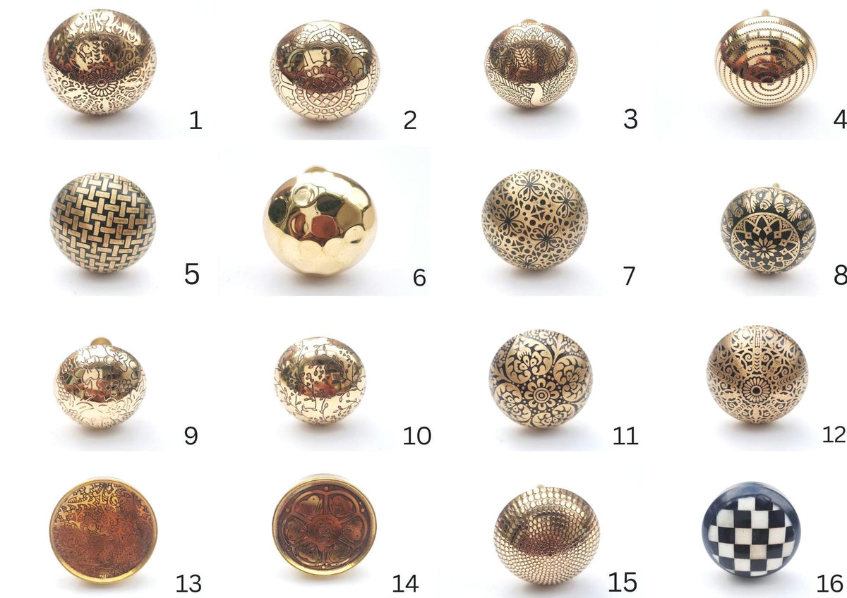 Handcrafted Solid Brass Cabinet Knobs | Vintage Floral Geometric Drawer Pulls