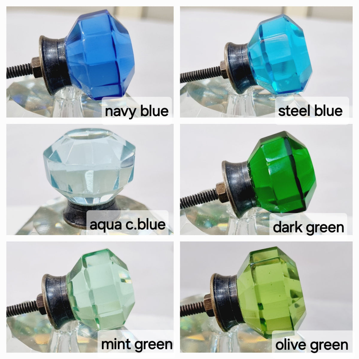 Glass Knob with Antique Fittings - 1.5 inch