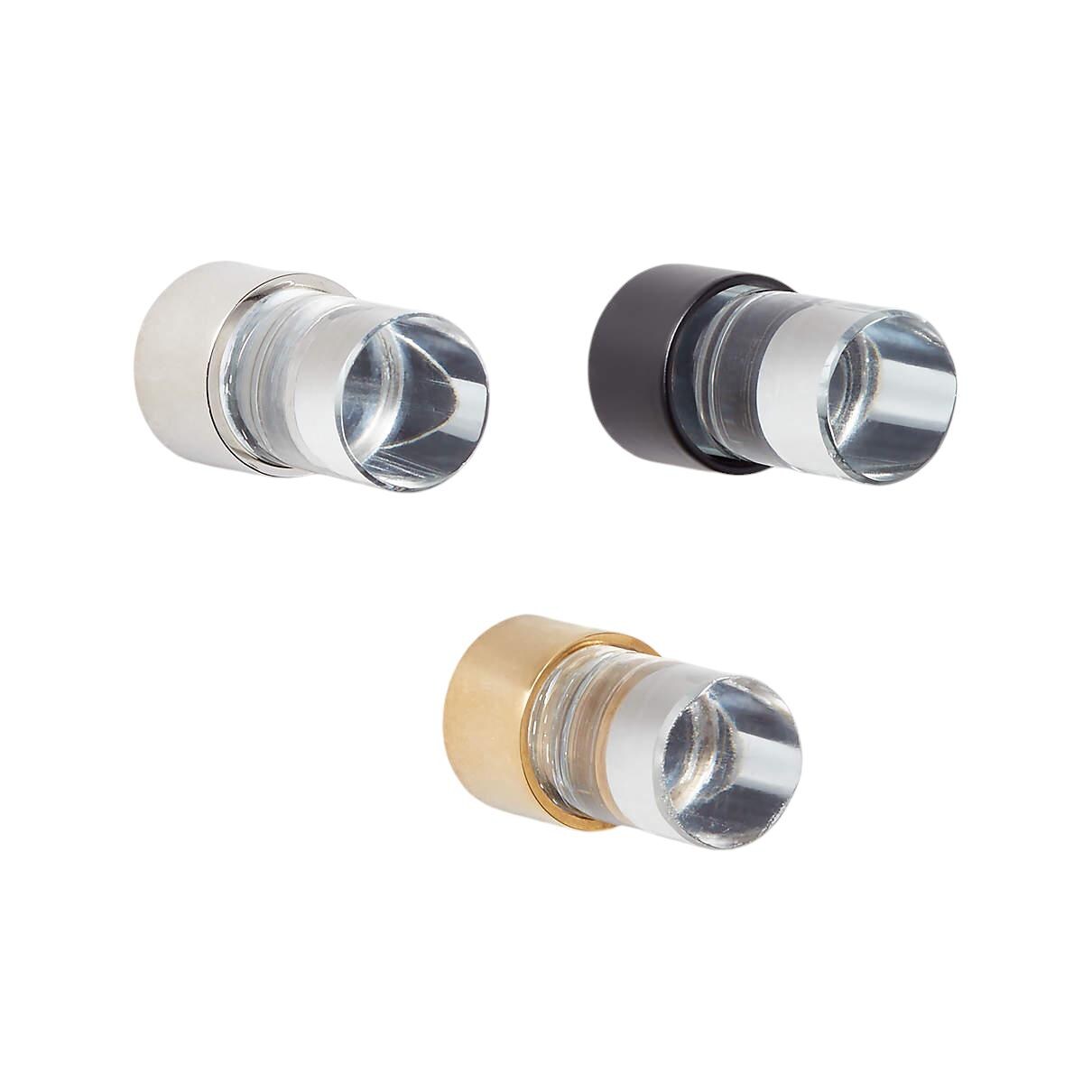 32mm Crystal Glass Door Bolt | Chrome & Black Wall Mounted Door Stop