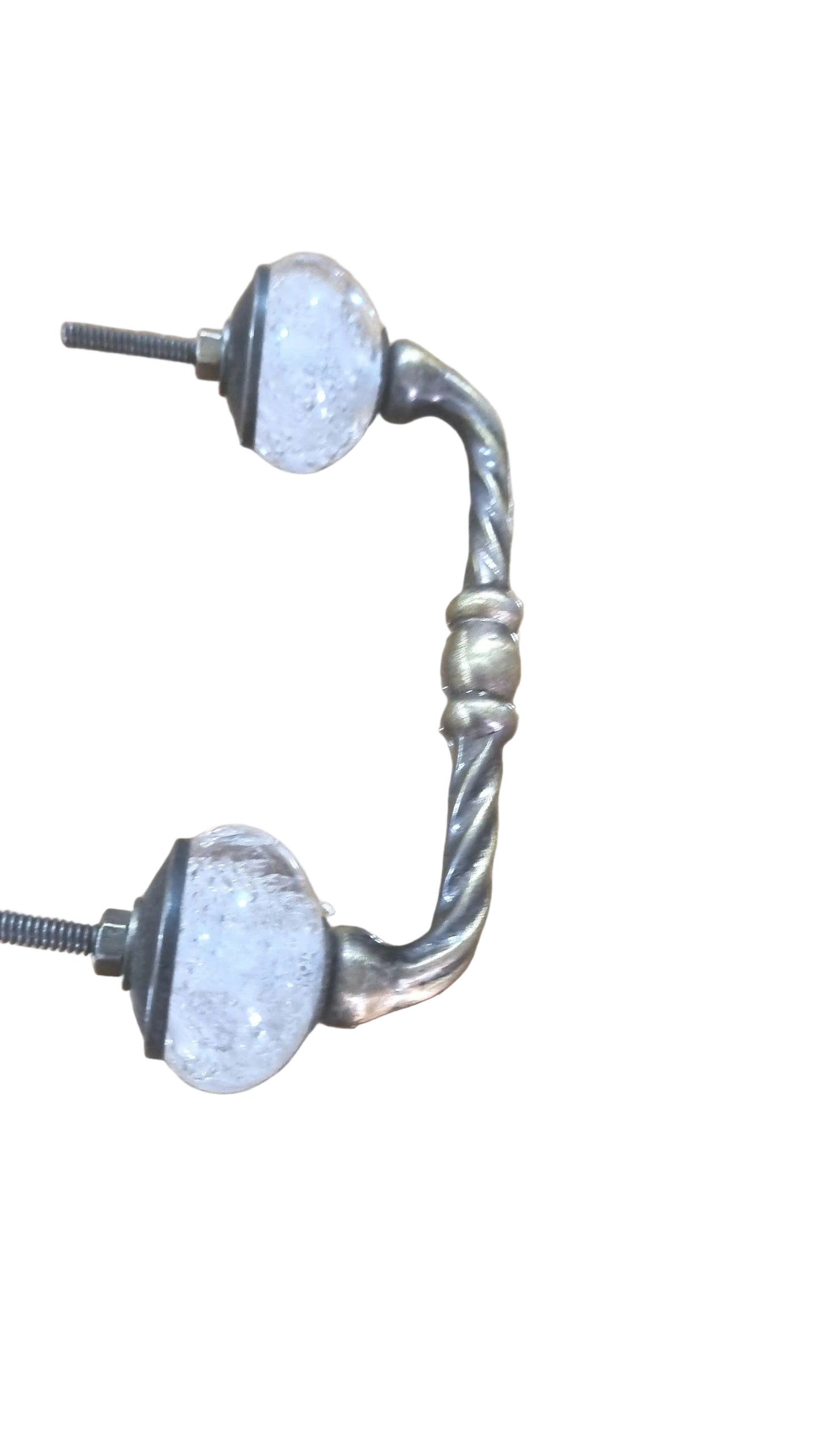 Set of 4 swirl handles wiith glassbbubbles knobs