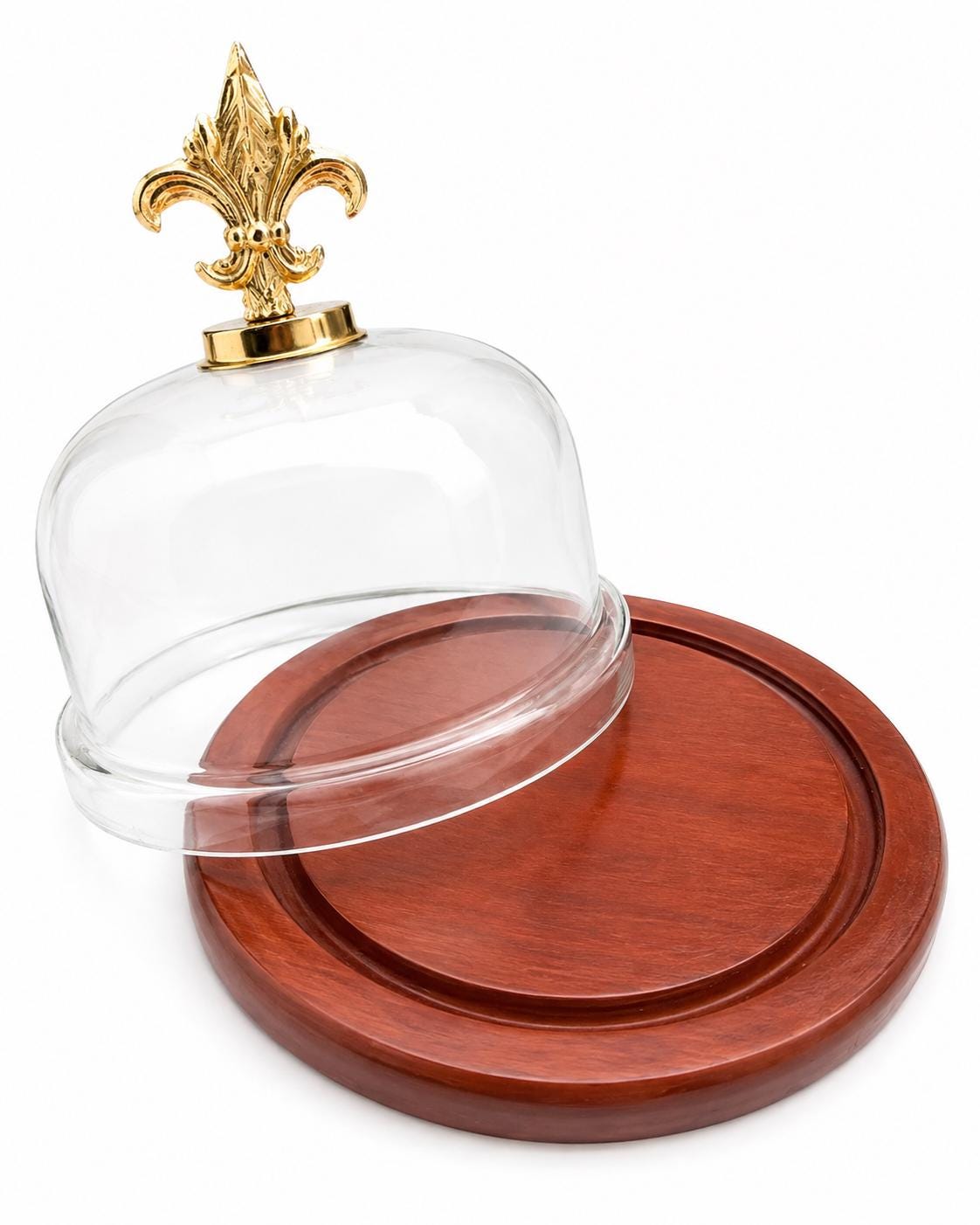 7-Inch Glass Cake Dome with Wooden Serving Plate, Bakery Display Cover