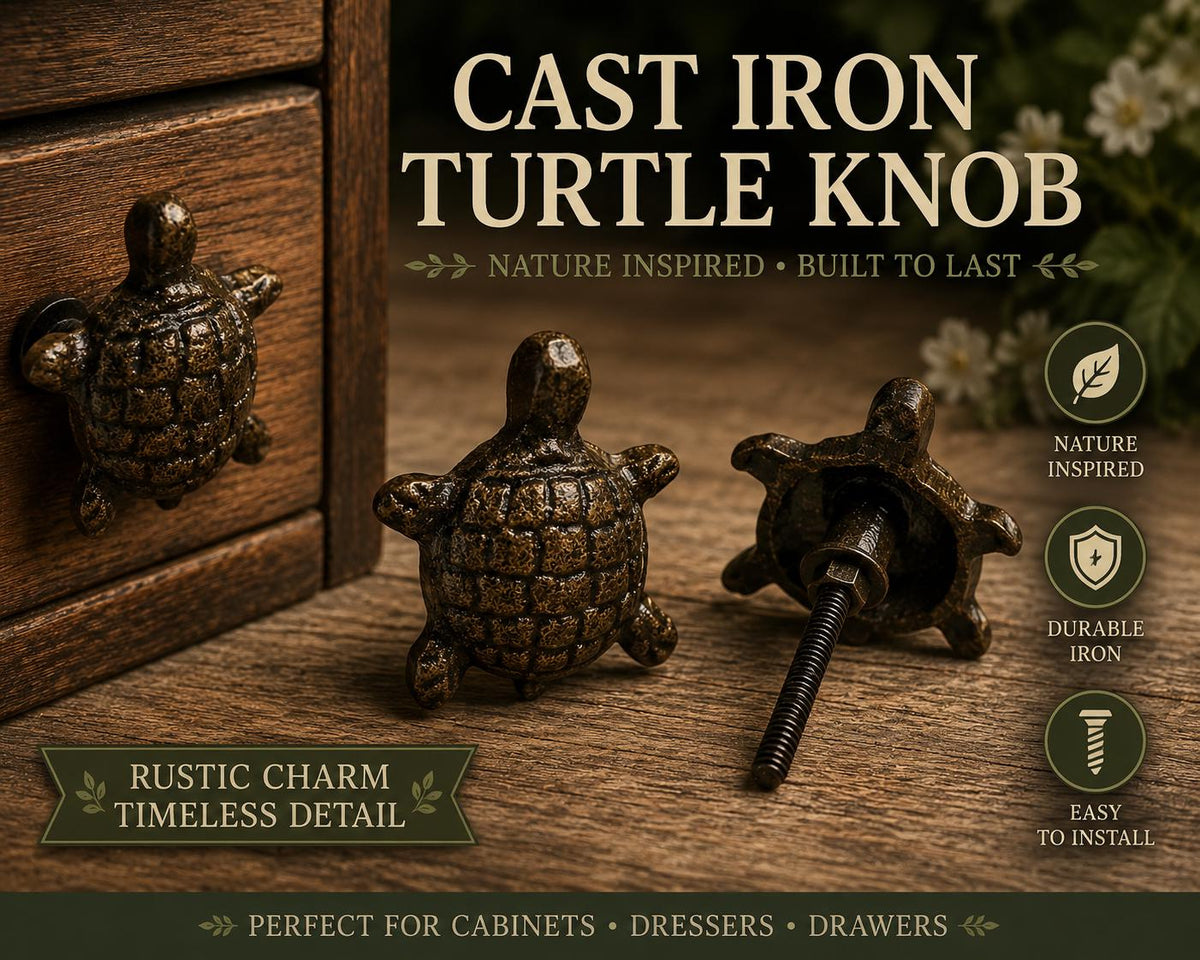 Cast Iron Turtle Cabinet Knob | Rustic Sea Turtle Drawer Pull | Coastal Farmhouse Hardware