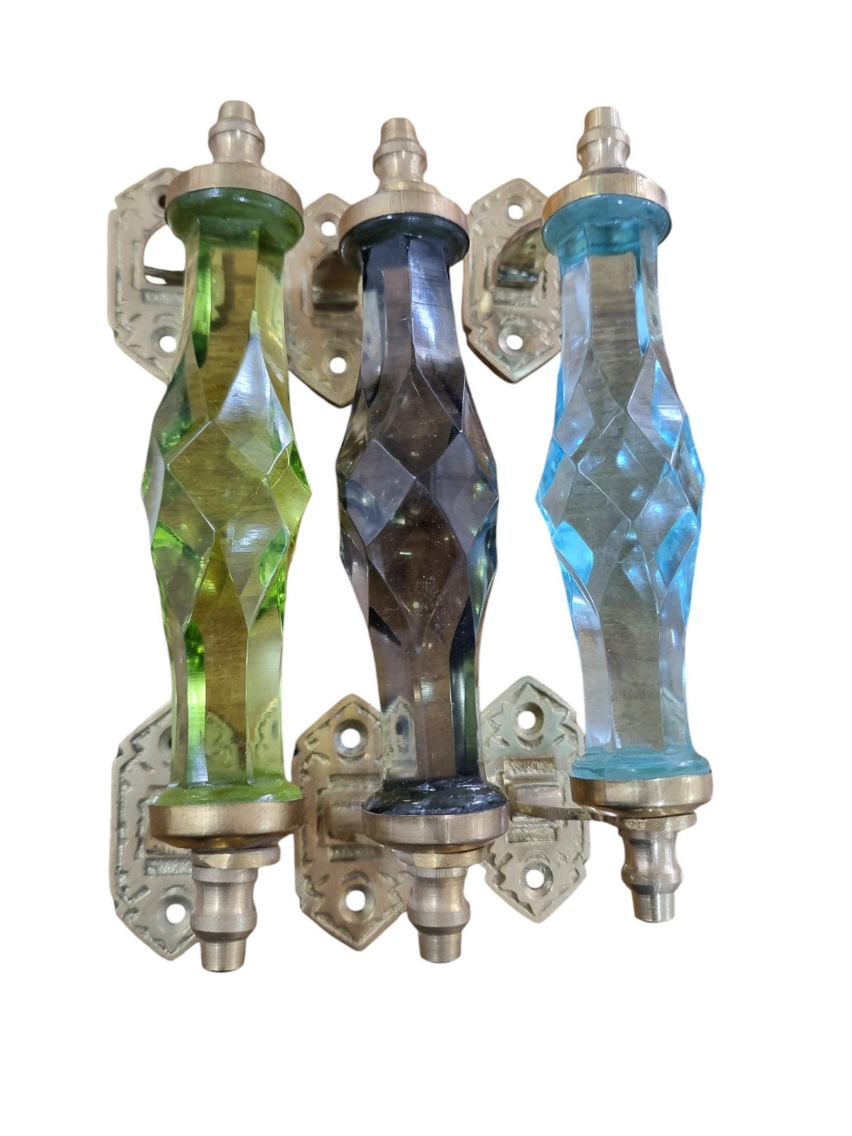 8 Inch Glass Crystal Drawer Pull, Brass Cabinet Handle, Antique Gold Furniture Hardware